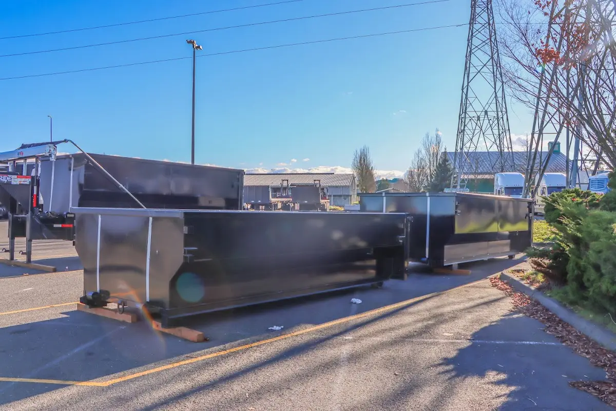 Roll-off dumpster ready for waste disposal at job site for 2 Yard Dumpster Rental in New Lenox